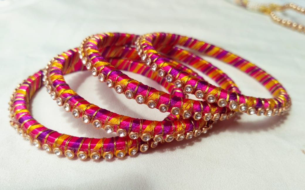 Multi colour deals thread bangles