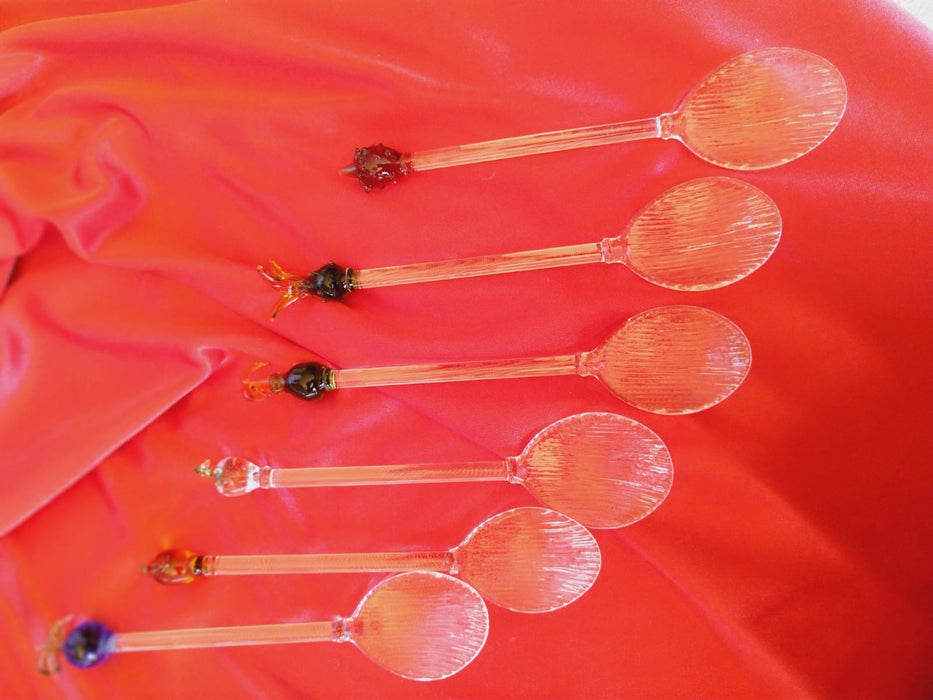 Glass spoon - fruit tip (set of 6)